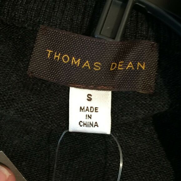 Thomas Dean Pullover Sweater 1/4 Zip Long Sleeves Stand-Up Collar Black Small - Picture 7 of 8